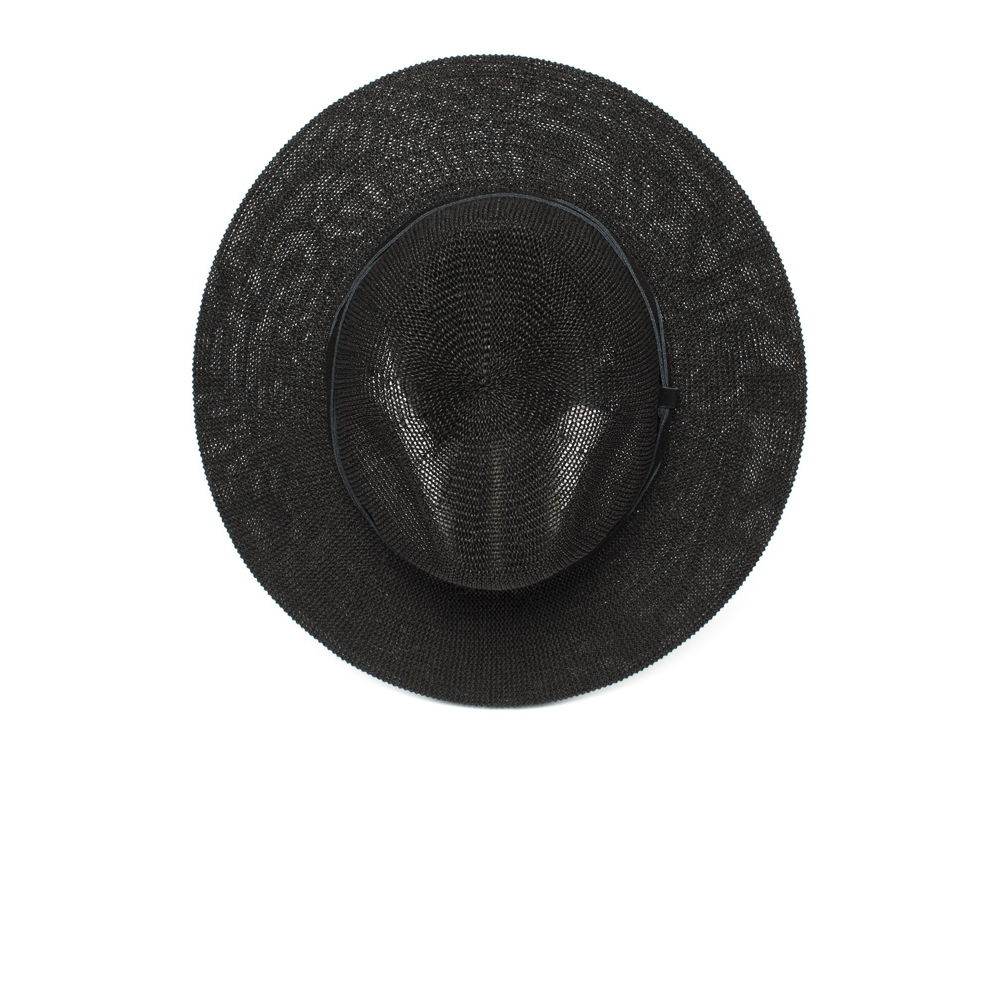 Goorin Bros. fatima center dent wide brim paper poly blend fedora hat Black top view
