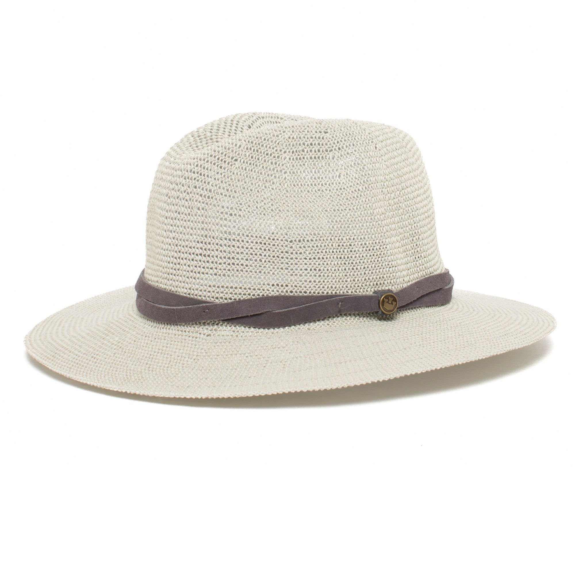 Goorin Bros. fatima center dent wide brim paper poly blend fedora hat Blue left side view