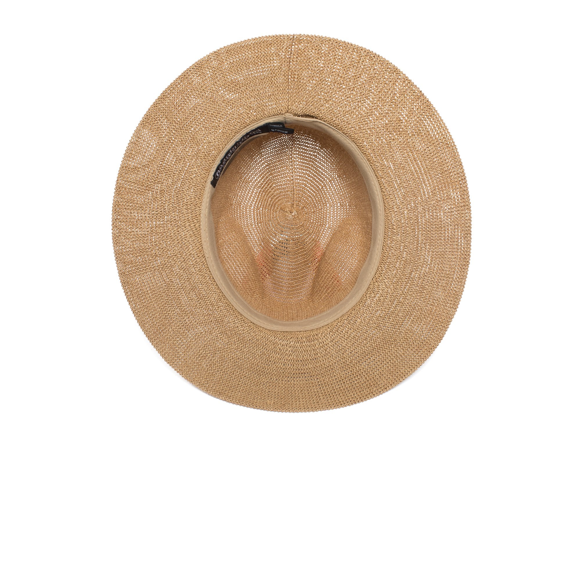 Goorin Bros. fatima center dent wide brim paper poly blend fedora hat Camel under view