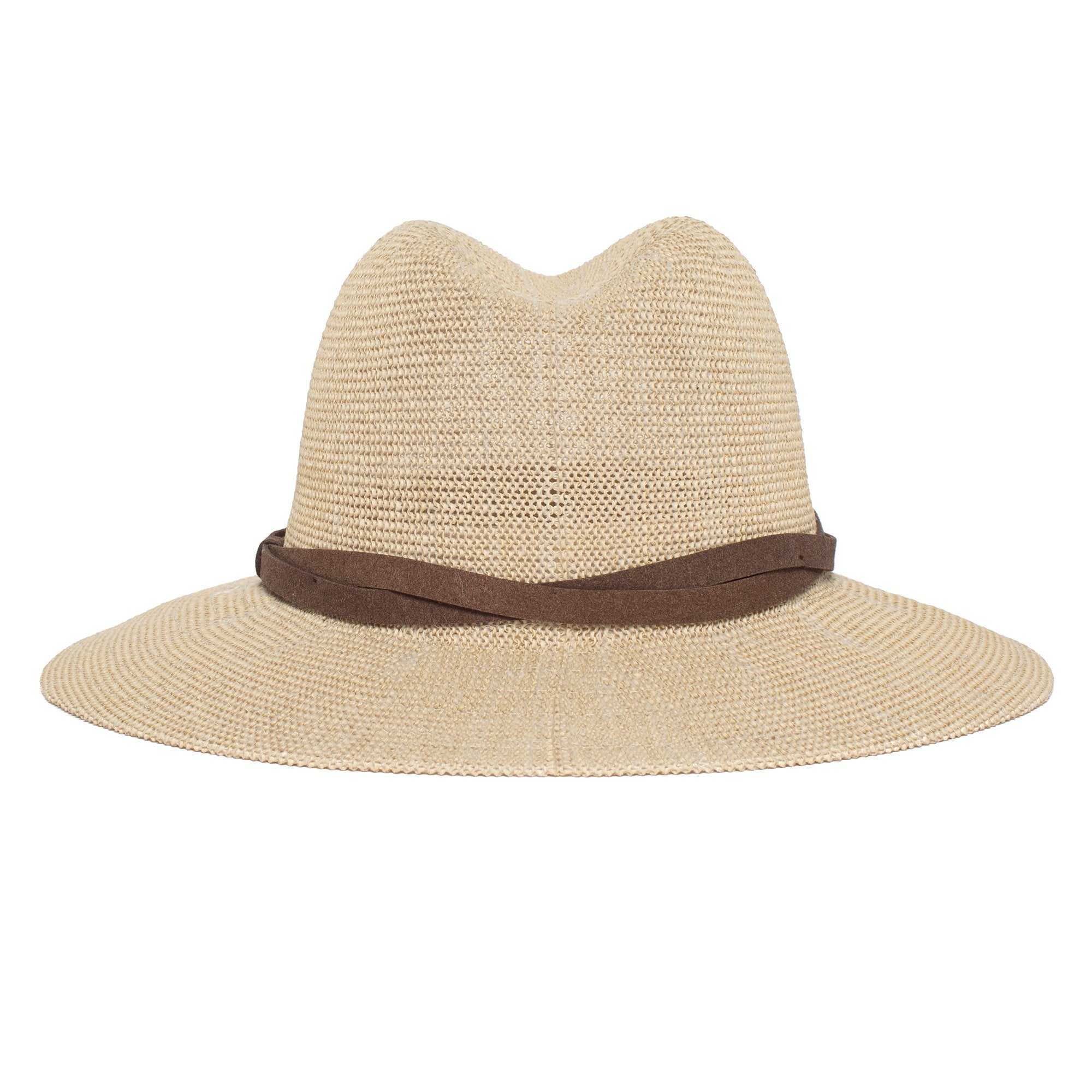 Goorin Bros. fatima center dent wide brim paper poly blend fedora hat Creme back view