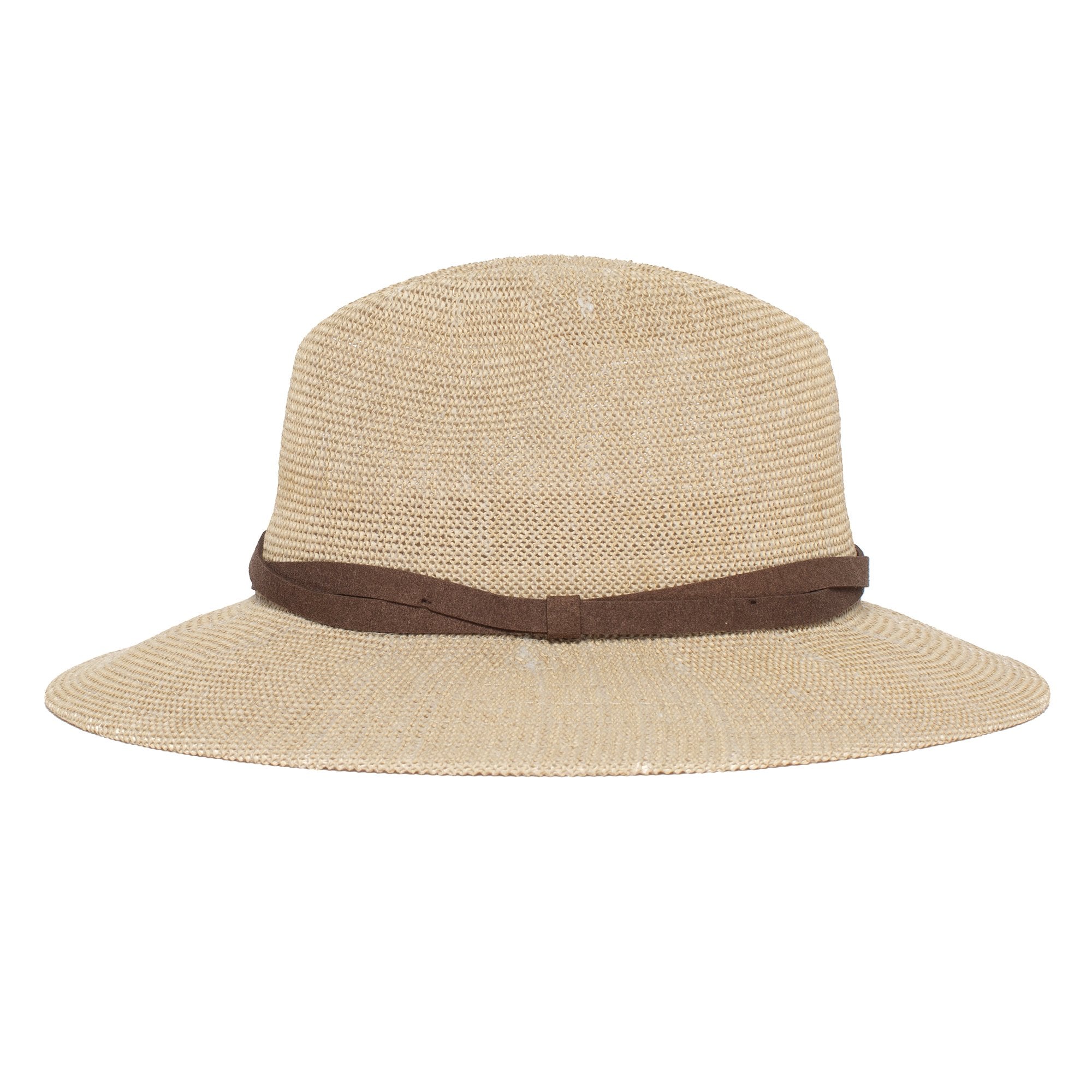 Goorin Bros. fatima center dent wide brim paper poly blend fedora hat Creme side view