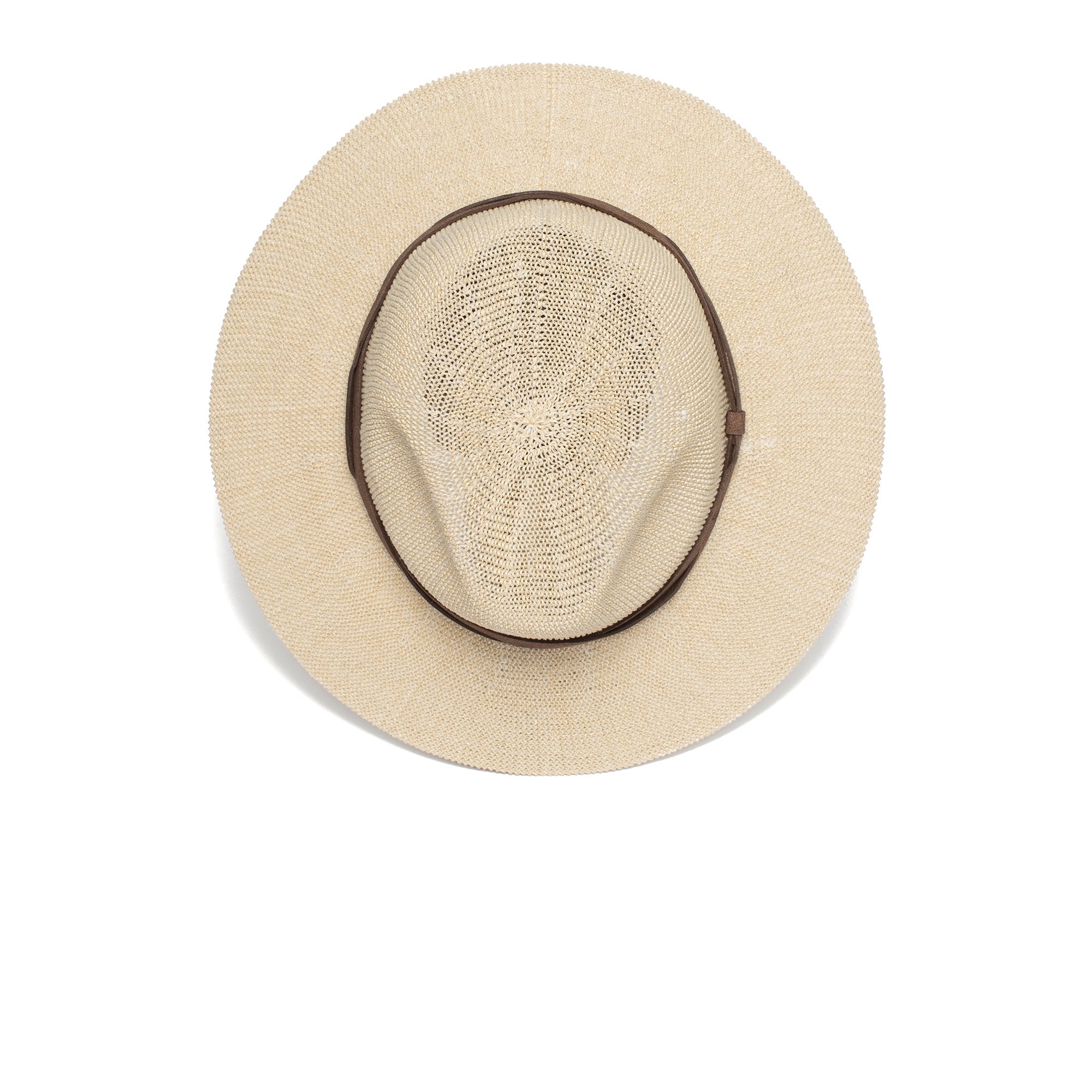 Goorin Bros. fatima center dent wide brim paper poly blend fedora hat Creme top view