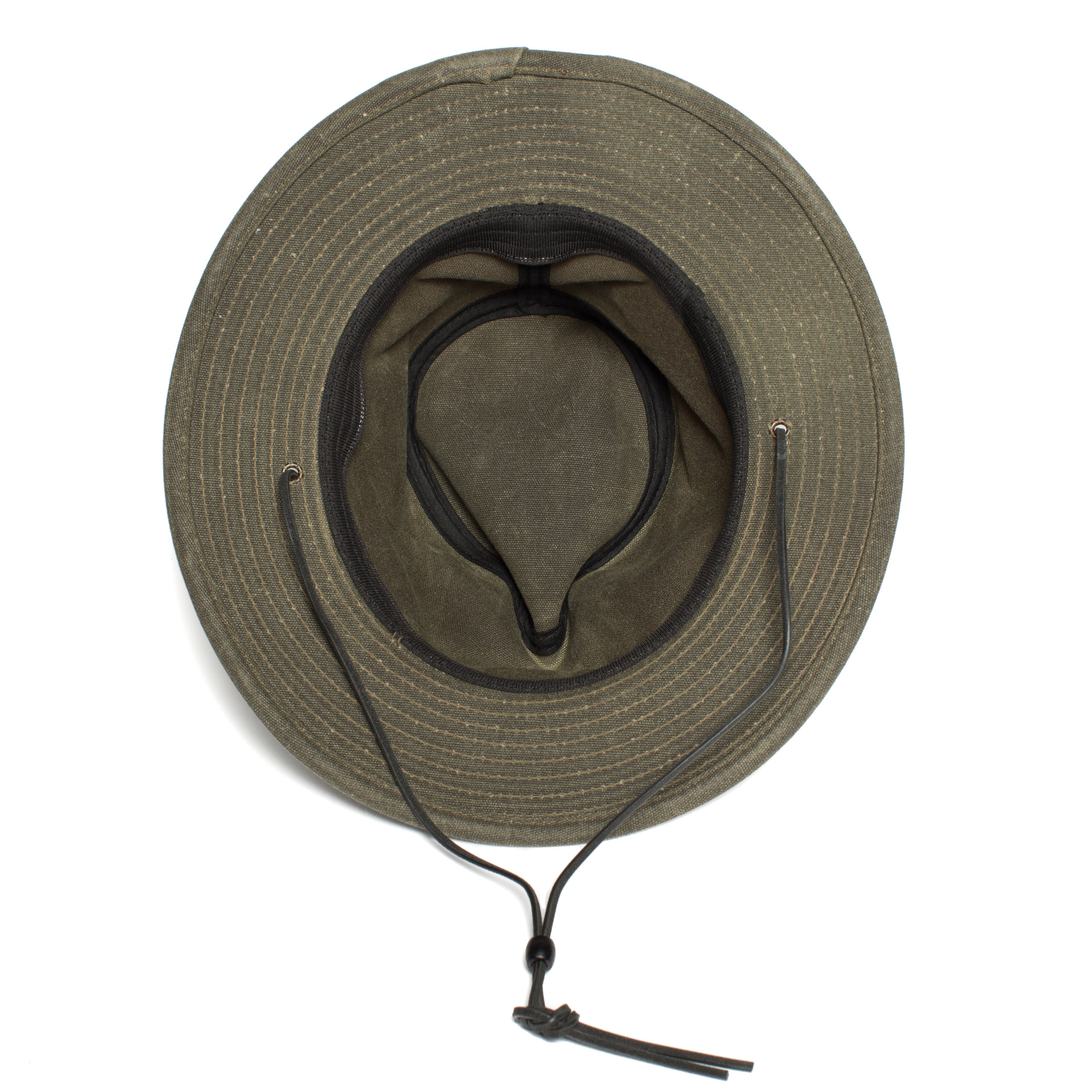 Goorin Bros. evolution valley center dent wide brim waxed cotton fedora hat Olive Sweatband