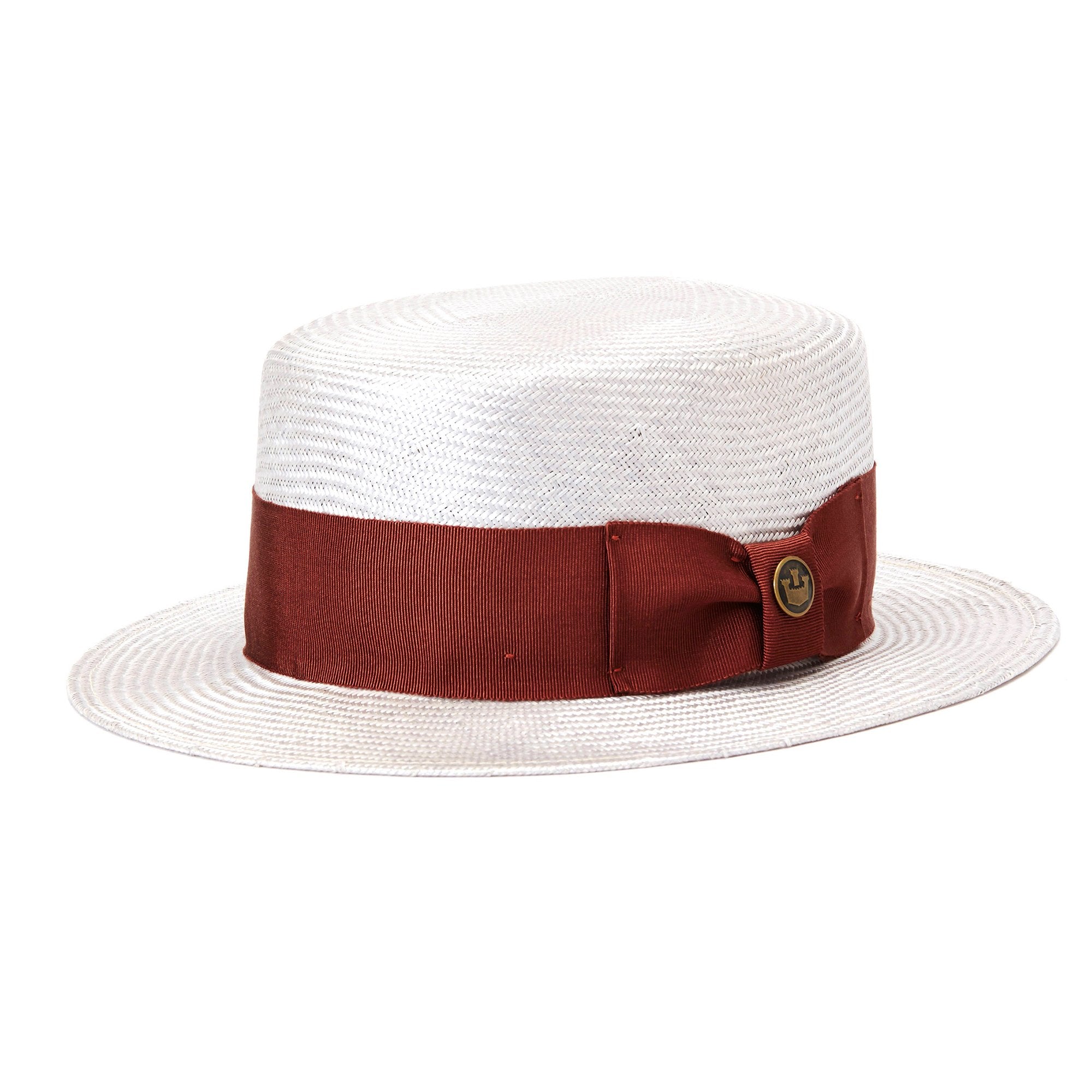 Goorin Bros. tipper prescot straw boater fedora Grey left side view