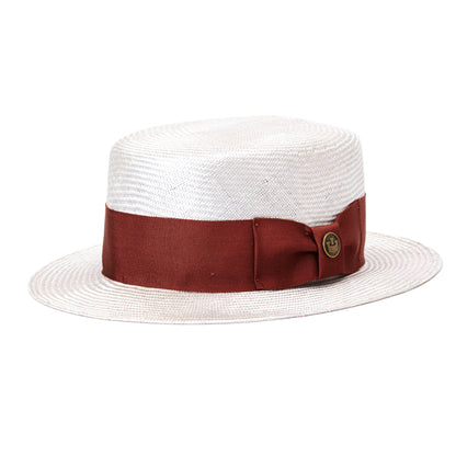 Goorin Bros. tipper prescot straw boater fedora Grey left side view