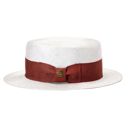 Goorin Bros. tipper prescot straw boater fedora Grey side view