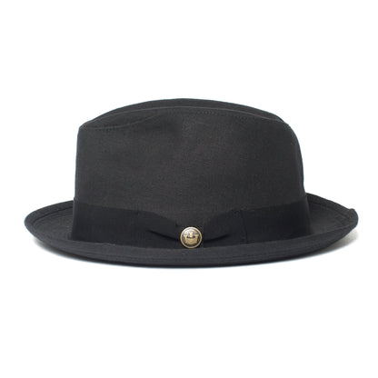Goorin Bros. dan pines center dent medium brim linen fedora hat Black side view