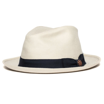 Goorin Bros. dan pines center dent medium brim linen fedora hat Creme left side view