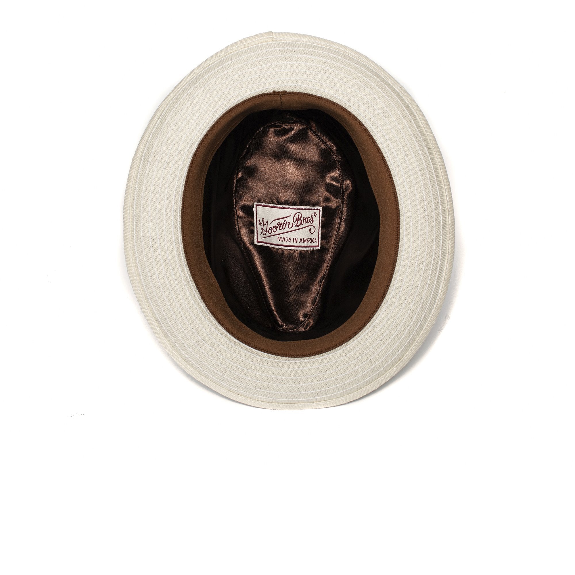 Goorin Bros. dan pines center dent medium brim linen fedora hat Creme under view
