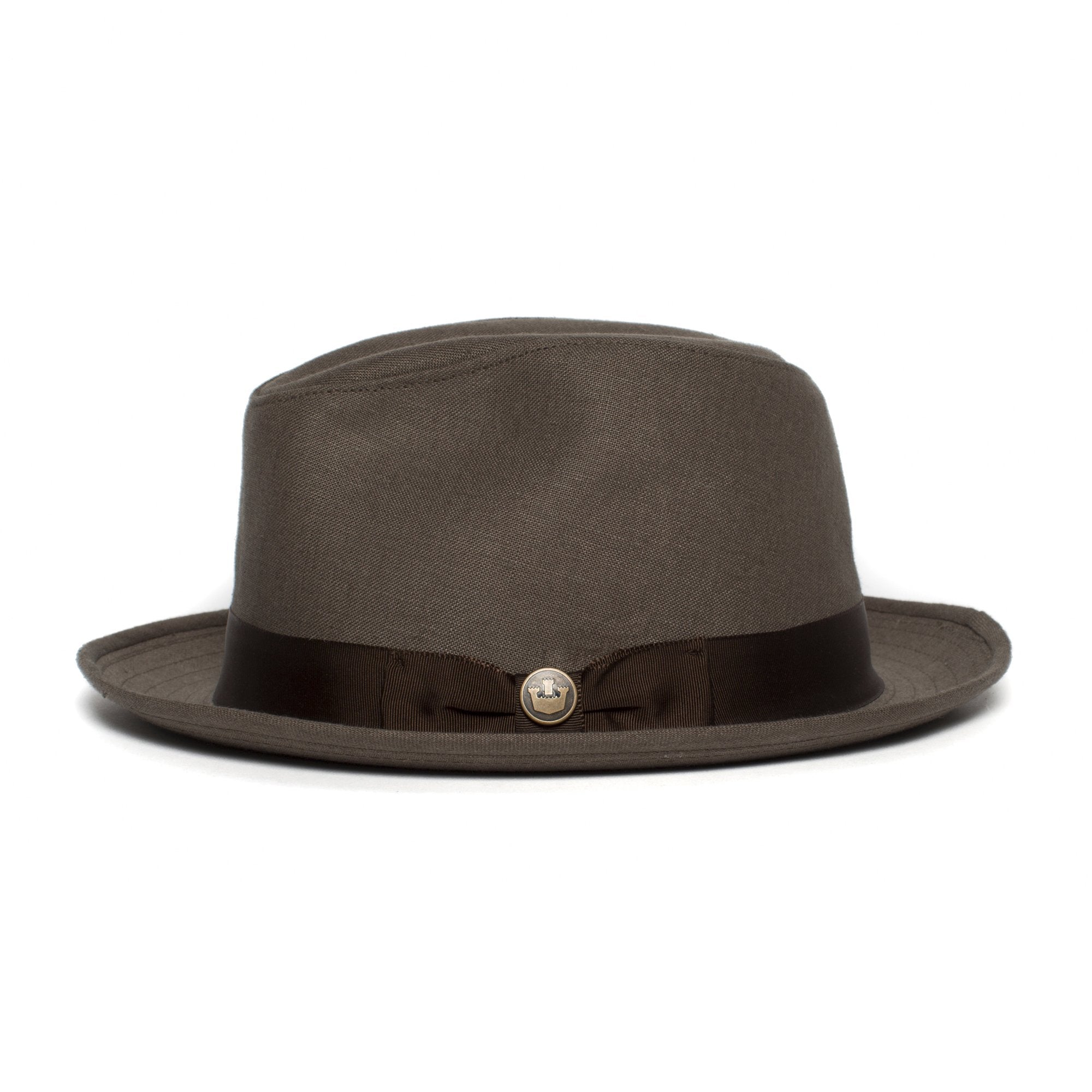 Goorin Bros. dan pines center dent medium brim linen fedora hat Khaki side view