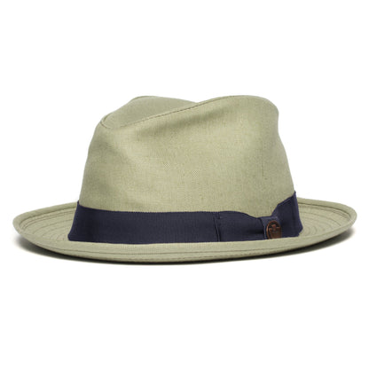 Goorin Bros. dan pines center dent medium brim linen fedora hat Sage left side view