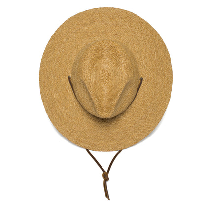 Goorin Bros. shady center dent wide brim straw fedora hat Natural top view