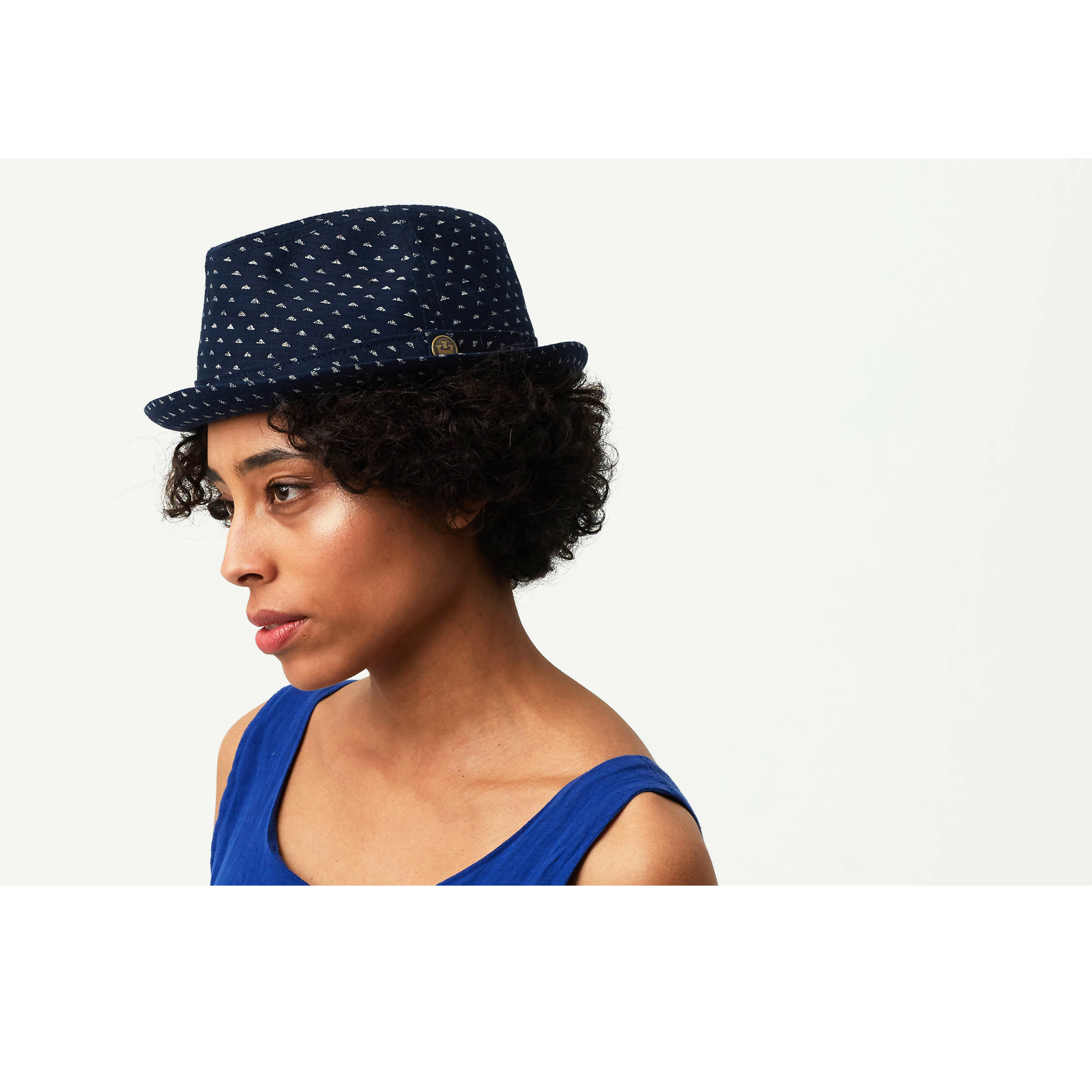 Goorin Bros. wake up cotton classic brim fedora Indigo  womens styling