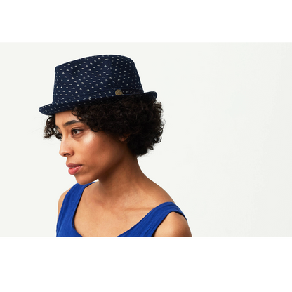 Goorin Bros. wake up cotton classic brim fedora Indigo  womens styling