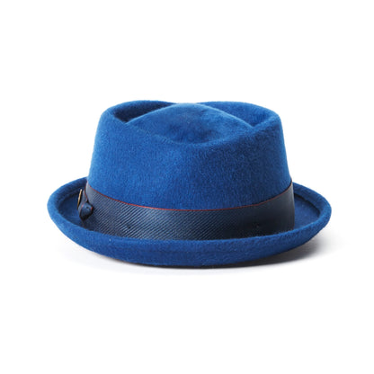 Goorin Bros. wrangell diamond short brim felt porkpie fedora hat Blue back view