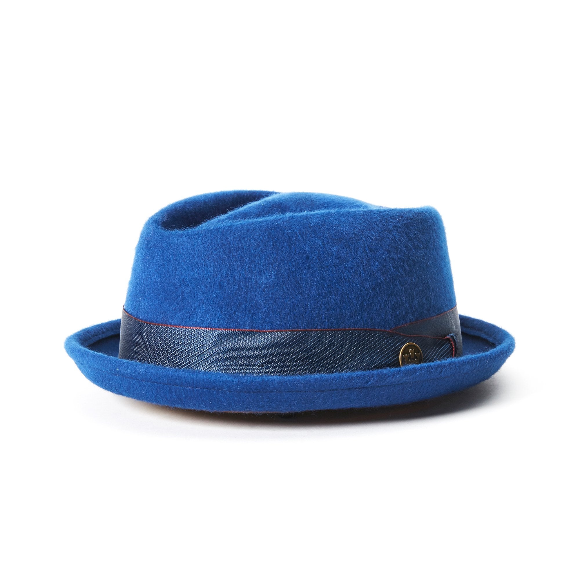 Goorin Bros. wrangell diamond short brim felt porkpie fedora hat Blue left side view