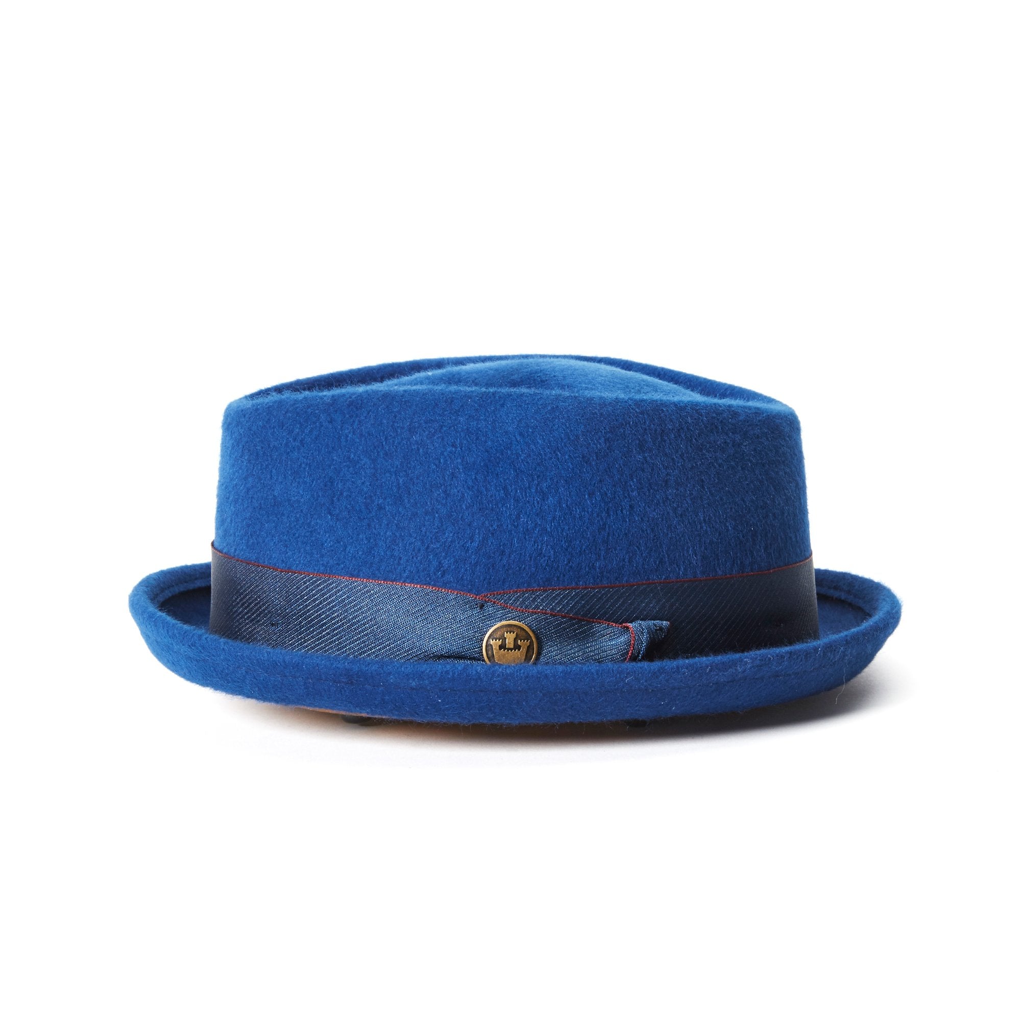 Goorin Bros. wrangell diamond short brim felt porkpie fedora hat Blue side view