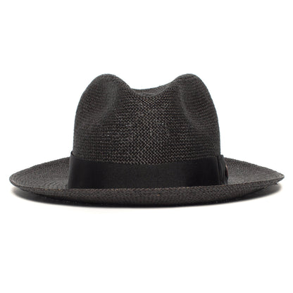 Goorin Bros. puerto lopez center dent wide brim straw fedora hat Black front view