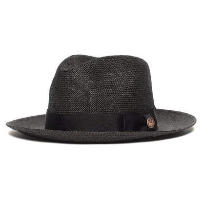 Goorin Bros. puerto lopez center dent wide brim straw fedora hat Black left side view