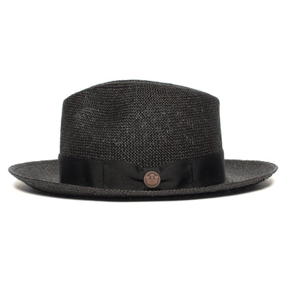 Goorin Bros. puerto lopez center dent wide brim straw fedora hat Black side view