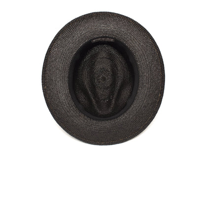 Goorin Bros. puerto lopez center dent wide brim straw fedora hat Black under view