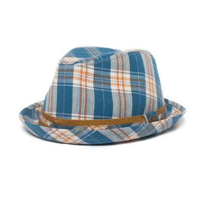 Goorin Bros. birdie center dent short brim cotton fedora hat Navy left side view