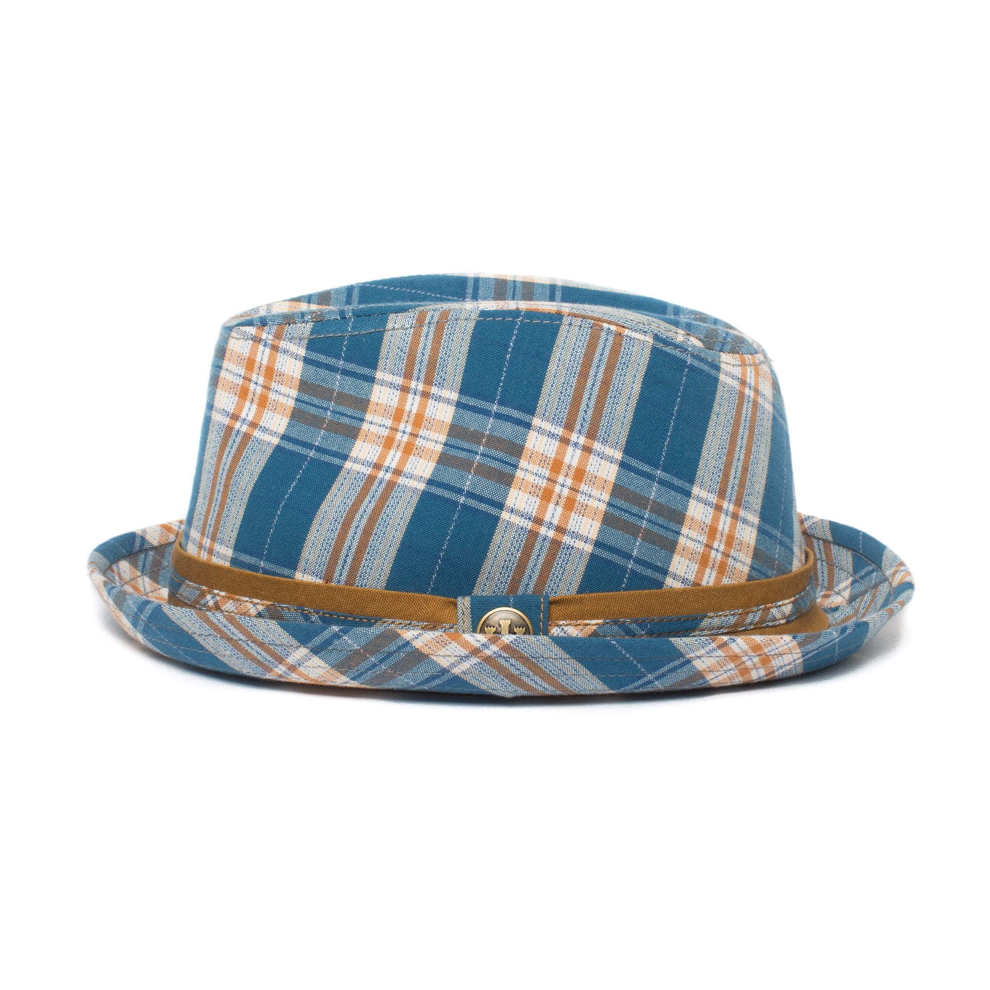 Goorin Bros. birdie center dent short brim cotton fedora hat Navy side view