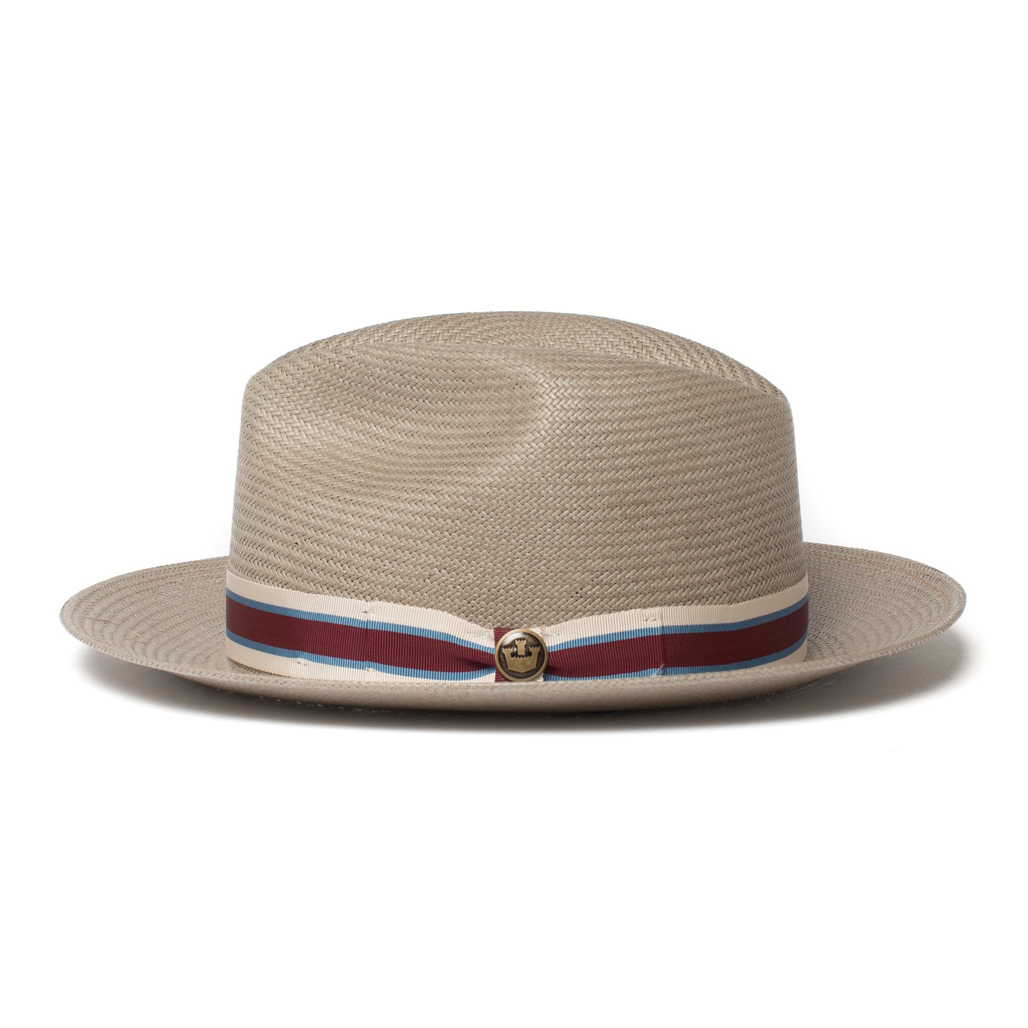Goorin Bros. waterway center dent wide brim straw fedora hat Grey side view