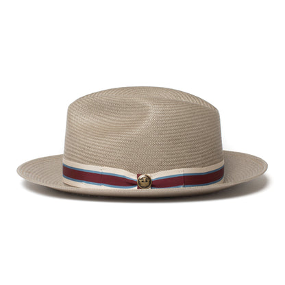 Goorin Bros. waterway center dent wide brim straw fedora hat Grey side view