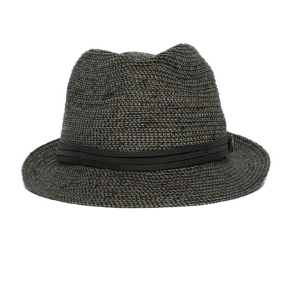 Goorin Bros. laying low teardrop short brim straw fedora hat Black front view