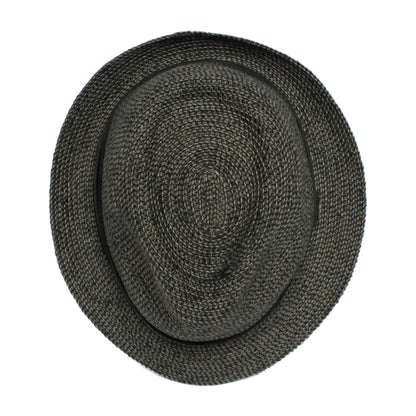 Goorin Bros. laying low teardrop short brim straw fedora hat Black top view