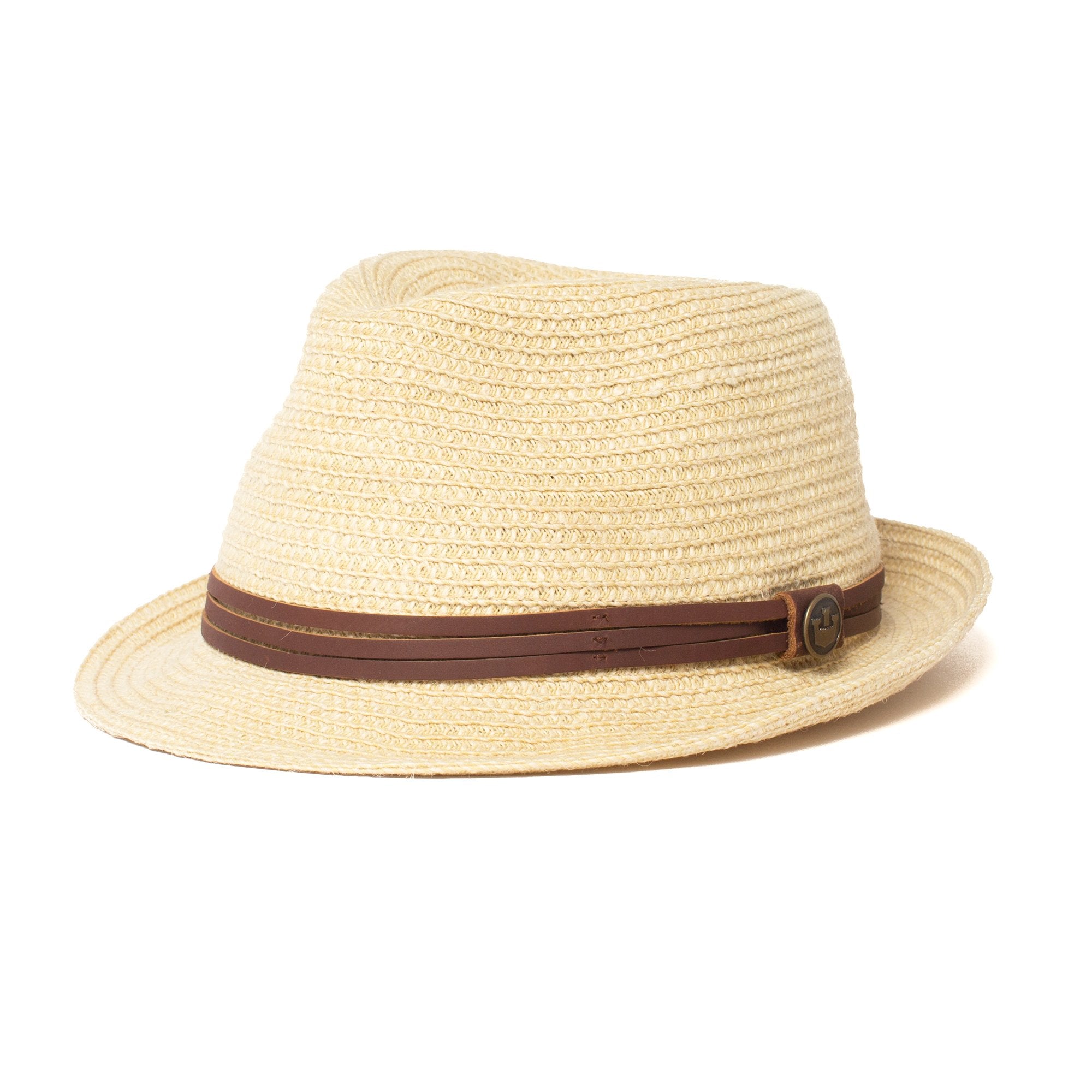 Goorin Bros. laying low teardrop short brim straw fedora hat Natural left side view