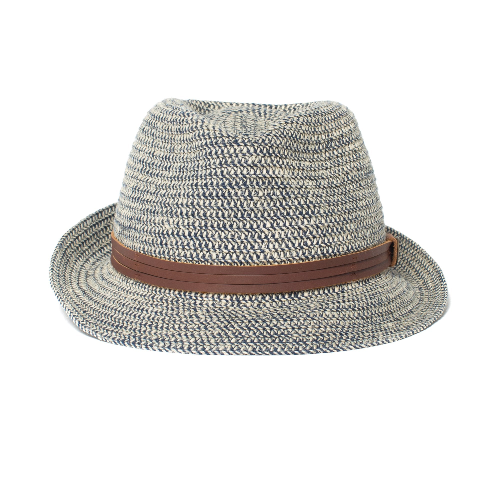 Goorin Bros. laying low teardrop short brim straw fedora hat Navy front view
