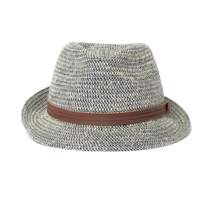 Goorin Bros. laying low teardrop short brim straw fedora hat Navy front view
