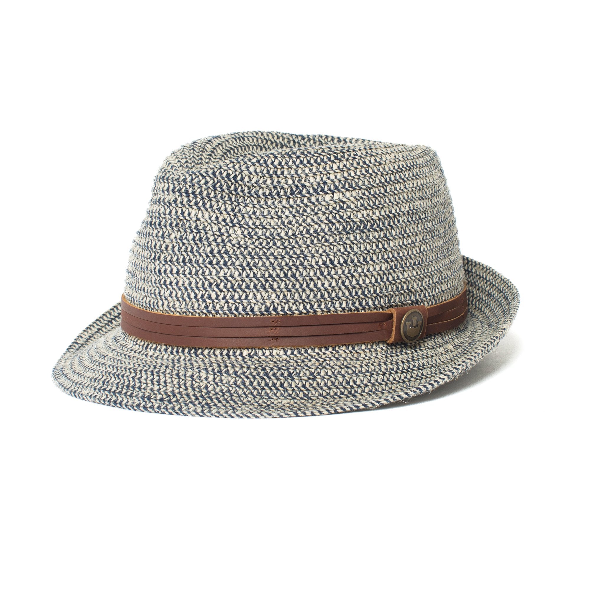 Goorin Bros. laying low teardrop short brim straw fedora hat Navy left side view