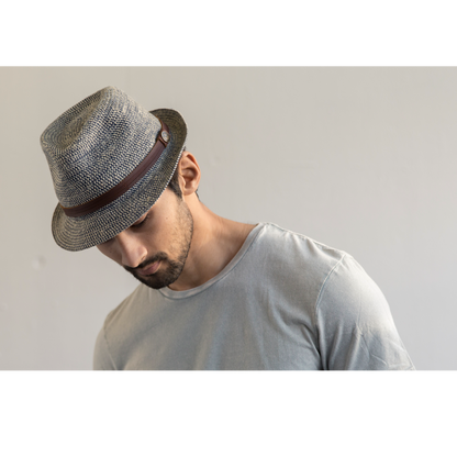 Goorin Bros. laying low teardrop short brim straw fedora hat Navy  mens styling