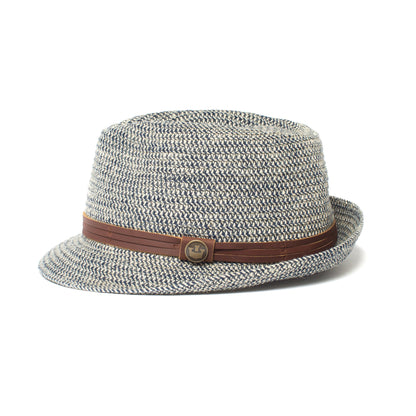 Goorin Bros. laying low teardrop short brim straw fedora hat Navy side view