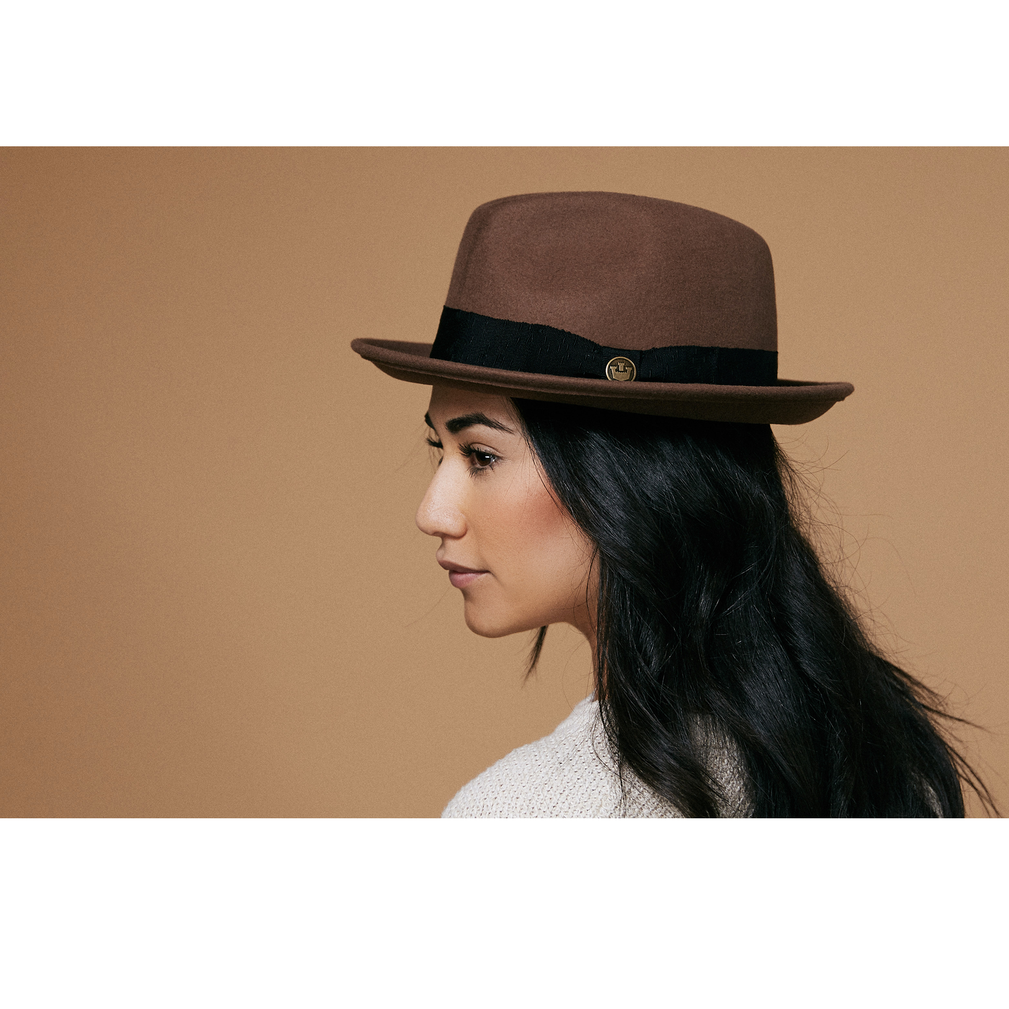 Goorin Bros. mr driver center dent medium brim felt fedora hat Brown  womens styling