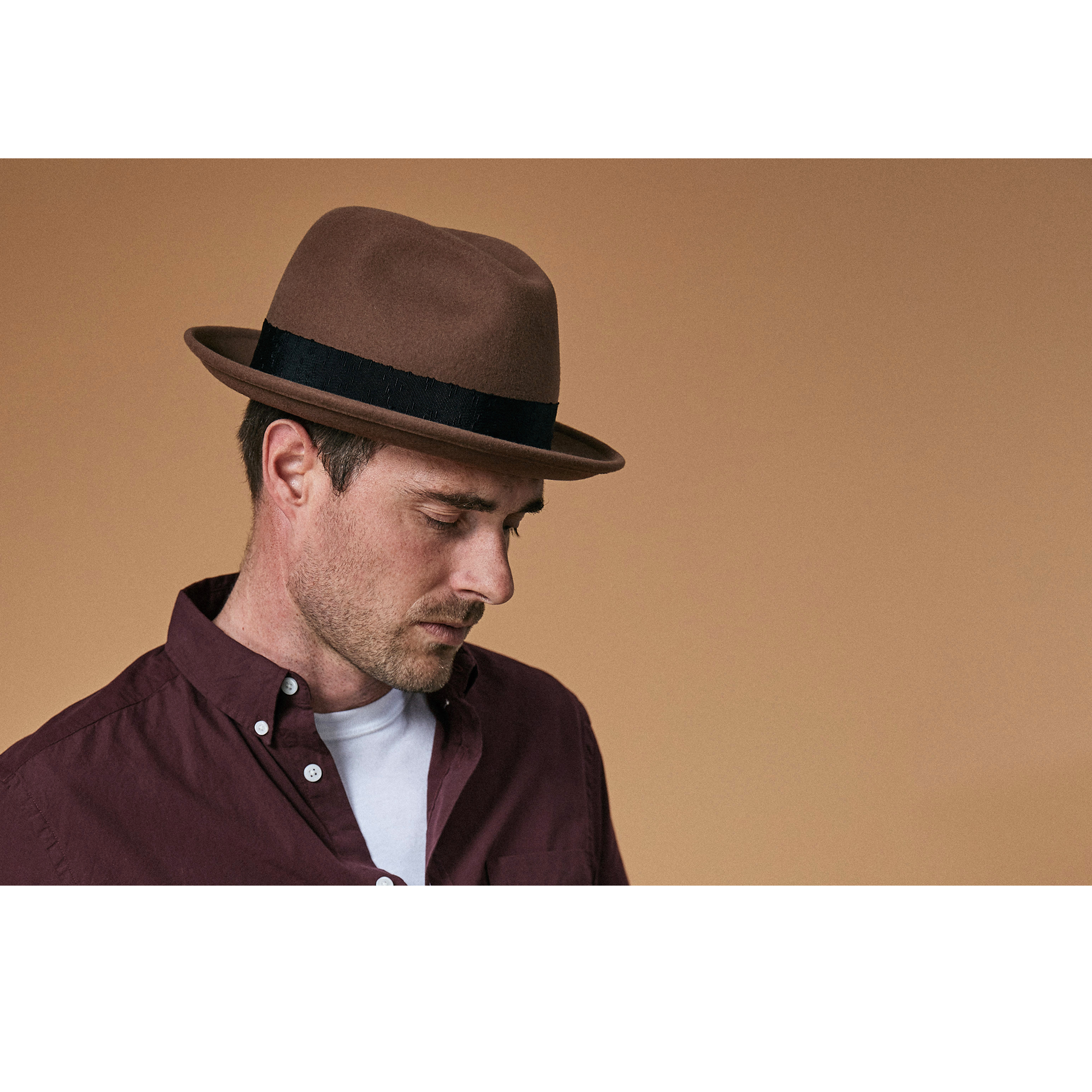 Goorin Bros. mr driver center dent medium brim felt fedora hat Brown  mens styling
