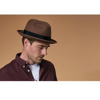 Goorin Bros. mr driver center dent medium brim felt fedora hat Brown  mens styling