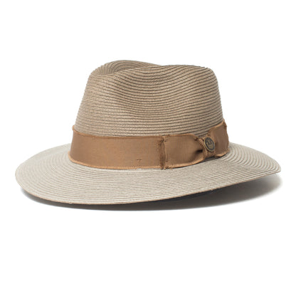 Goorin Bros. pepperfield teardrop wide brim straw fedora hat Grey left side view