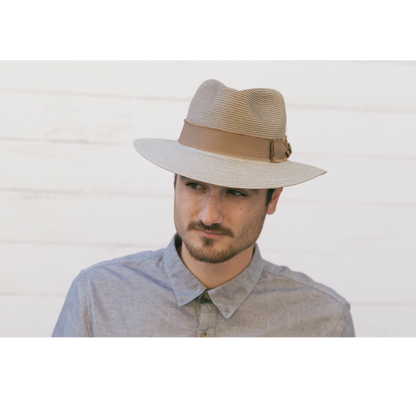Goorin Bros. pepperfield teardrop wide brim straw fedora hat Grey  mens styling