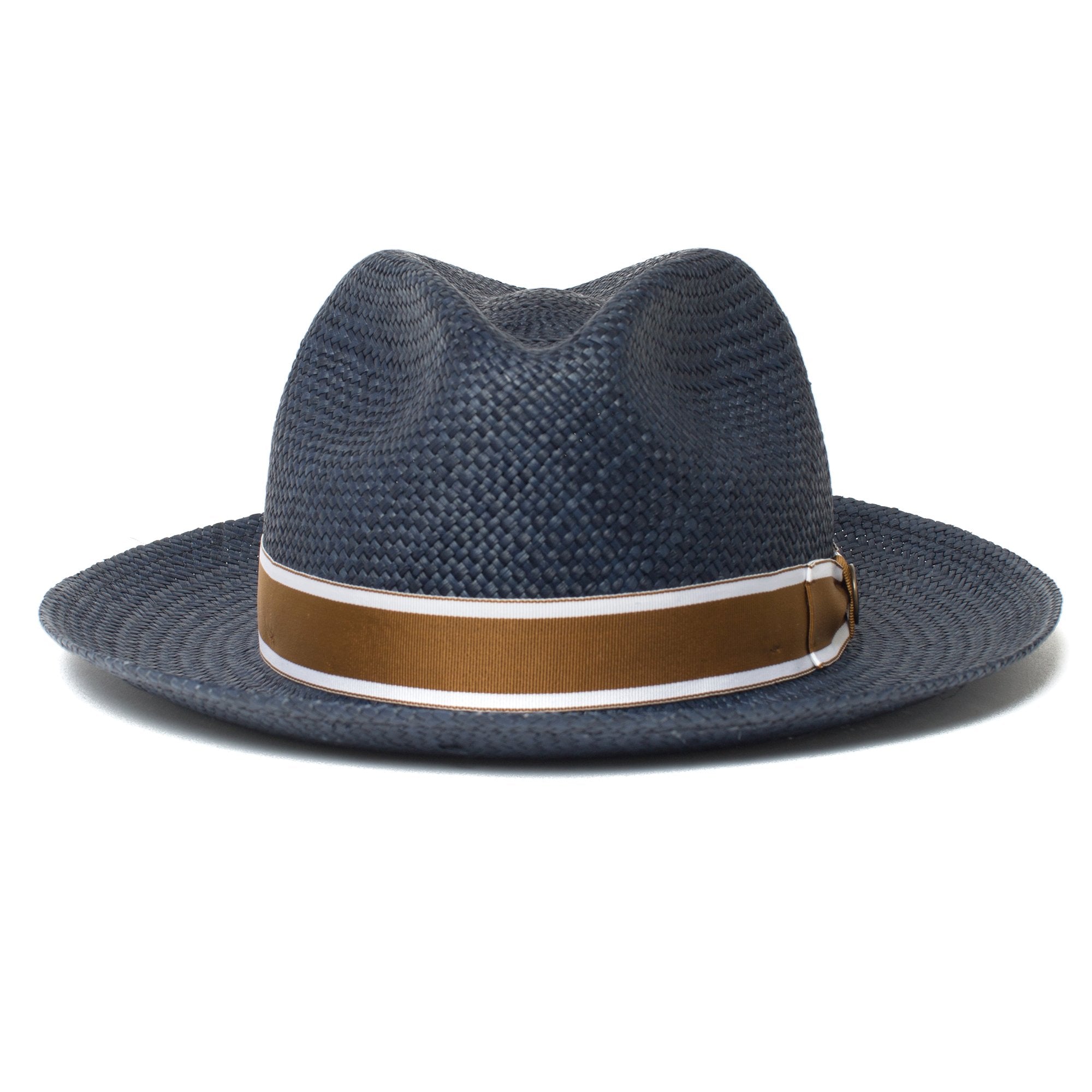 Goorin Bros. southern coast center dent wide brim straw fedora hat Navy front view