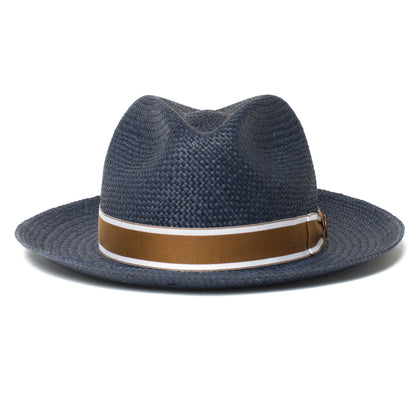 Goorin Bros. southern coast center dent wide brim straw fedora hat Navy front view