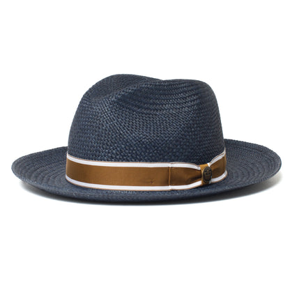 Goorin Bros. southern coast center dent wide brim straw fedora hat Navy left side view