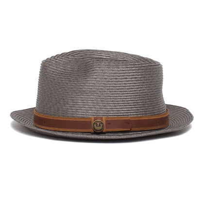 Goorin Bros. enjoy the ride teardrop medium brim polypropelene fedora hat Grey side view