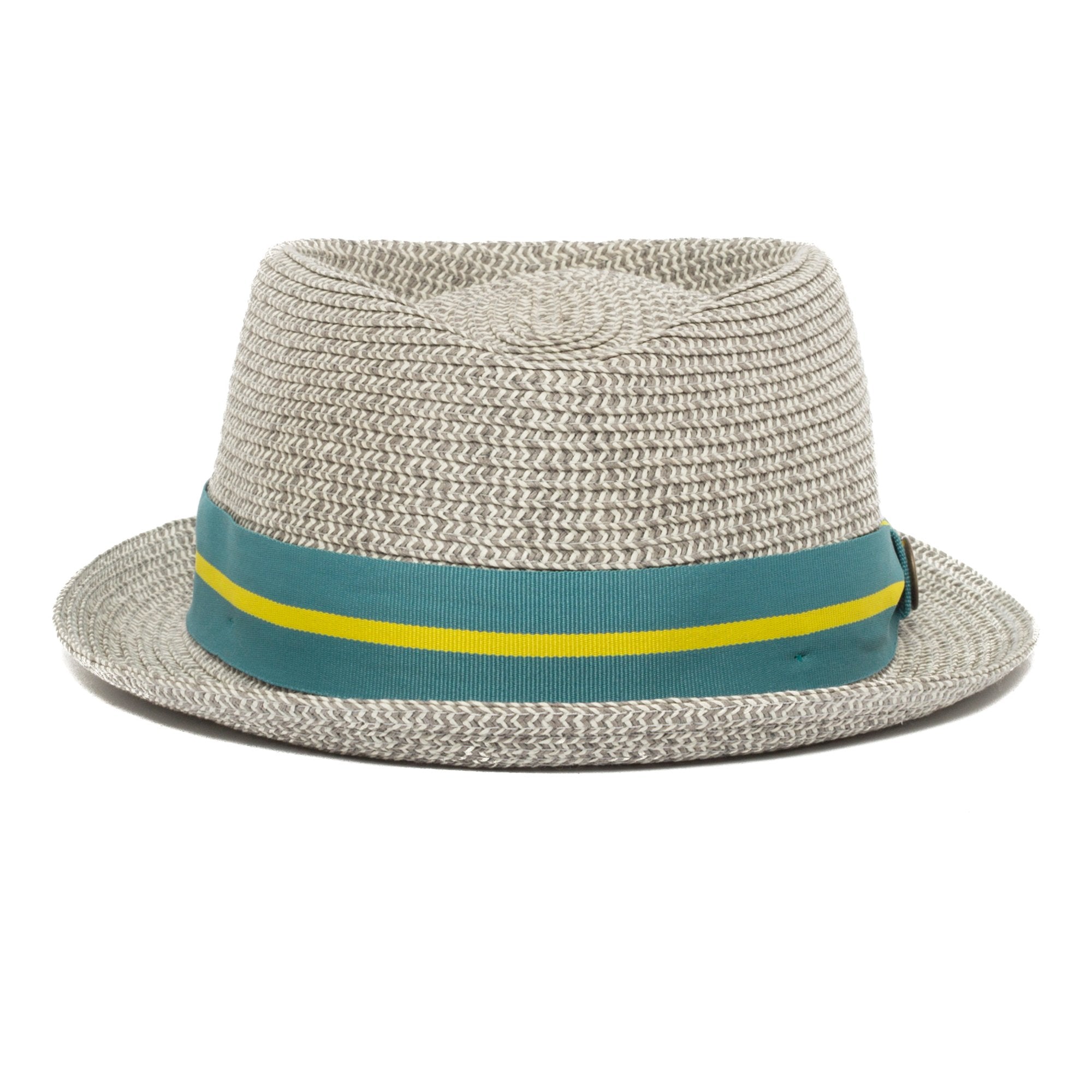Goorin Bros. take a break diamond short brim straw porkpie fedora hat Grey front view
