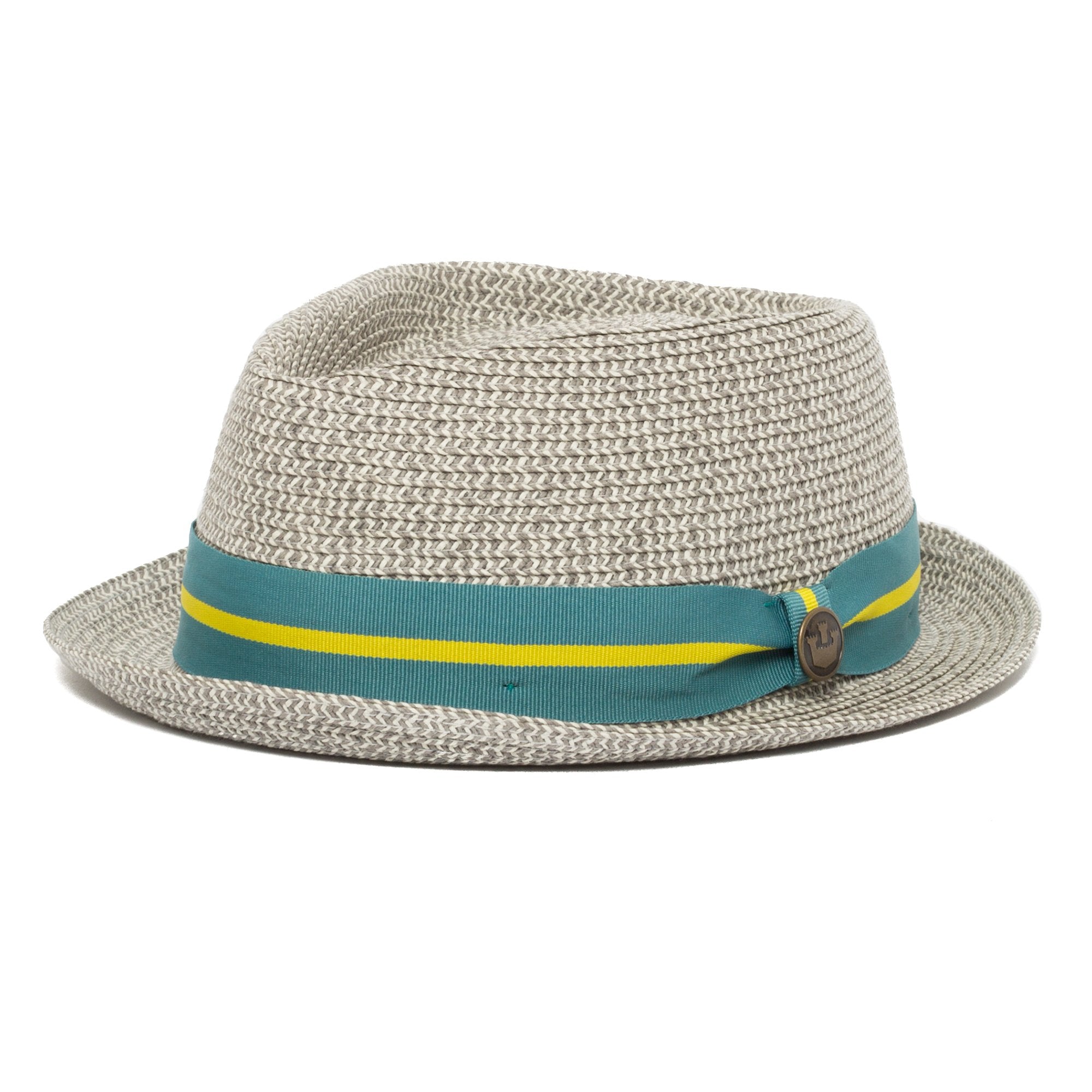 Goorin Bros. take a break diamond short brim straw porkpie fedora hat Grey left side view