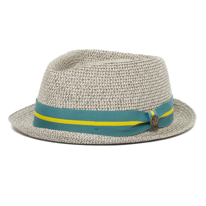 Goorin Bros. take a break diamond short brim straw porkpie fedora hat Grey left side view