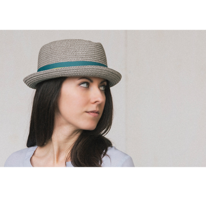 Goorin Bros. take a break diamond short brim straw porkpie fedora hat Grey  womens styling